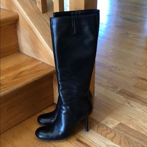 Via Spiga black leather boots below the knee